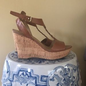 NWOT! Braided Brown Leather Wedges